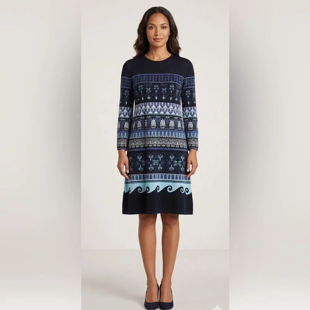 J. McLaughlin Kinsley Dress Bainbridge Fabric Wave Design Size Small